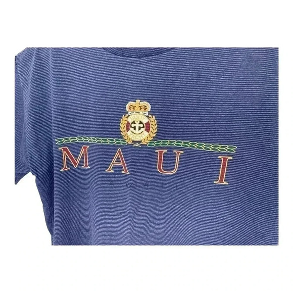 Vintage Single Stitch Buoy Yacht Club Maui HI Blue Shirt Size L Miller Tage USA - Picture 4 of 11